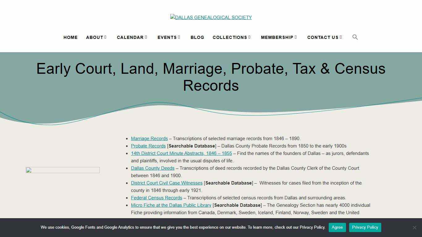 Early Court, Land, Marriage, Probate, Tax & Census Records – DALLAS GENEALOGICAL SOCIETY